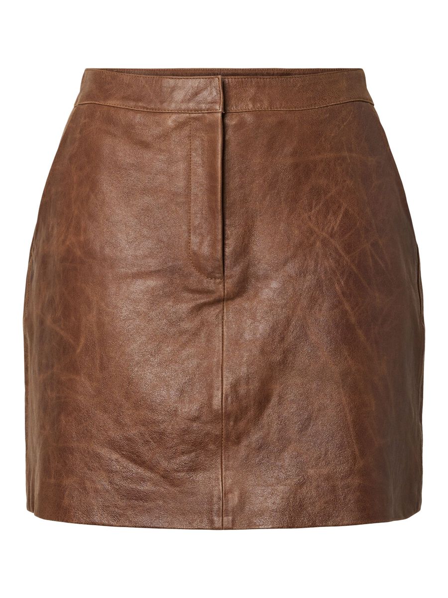 Carousel image 6 YASGEEMA HW LEATHER MINI SKIRT, Cocoa Brown