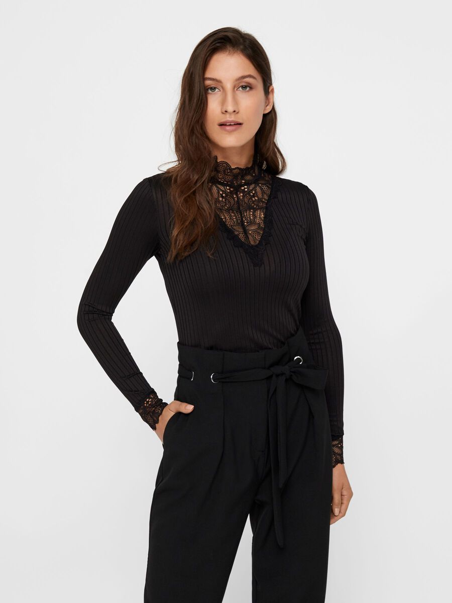 Y.A.S YASBLACE LACED HIGHNECK LONG SLEEVED BLOUSE, Black, highres - 26012895_Black_003.jpg