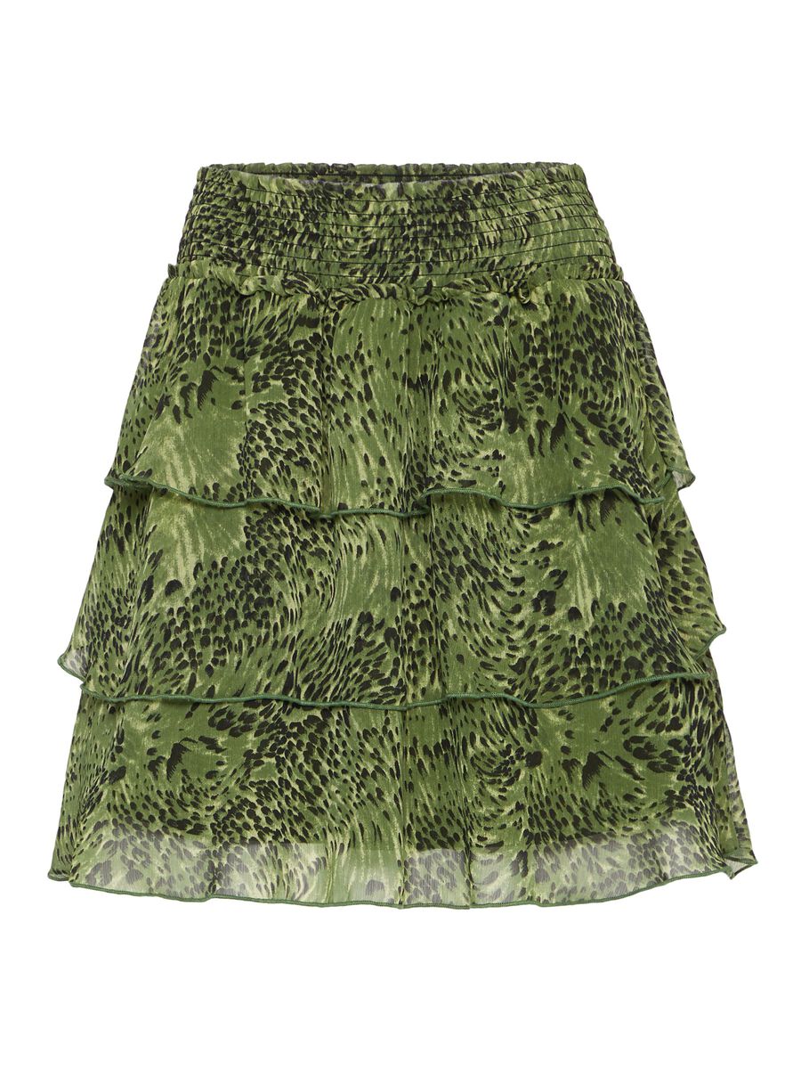 Carousel image - ANIMAL-PRINT TIERED MINI SKIRT, Chive | 5