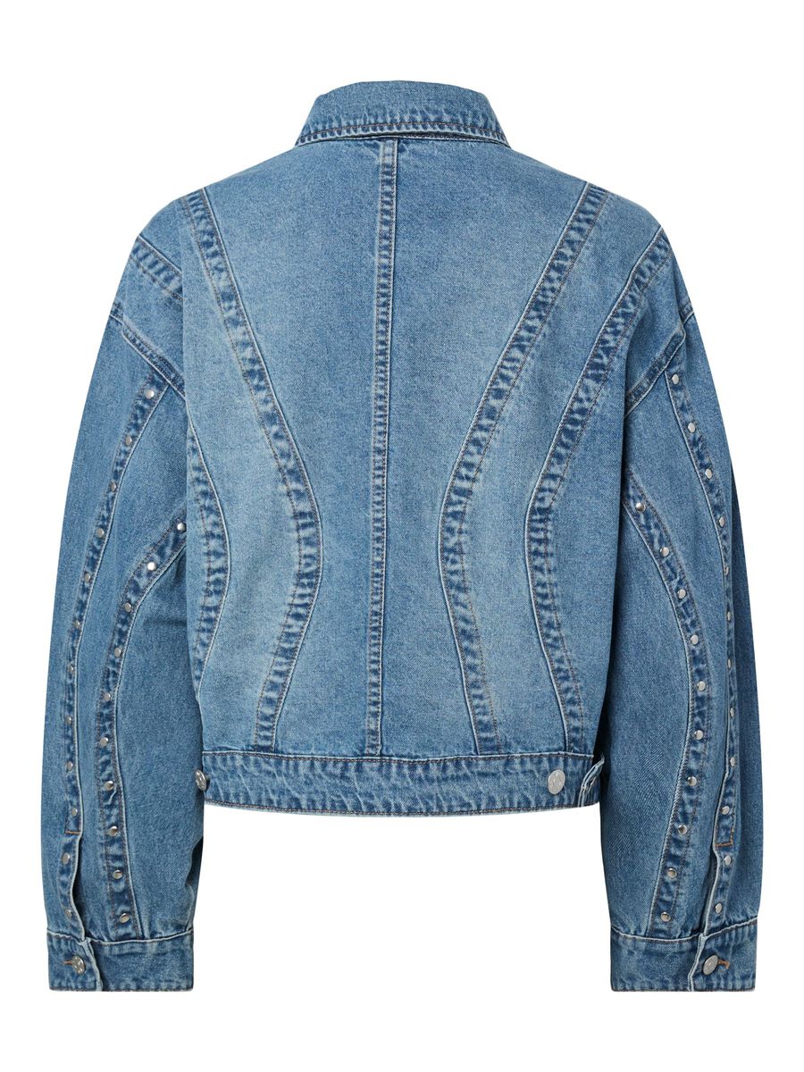 Carousel image - YASCLIO STUD  DENIM JACKET, Medium Blue Denim | 6