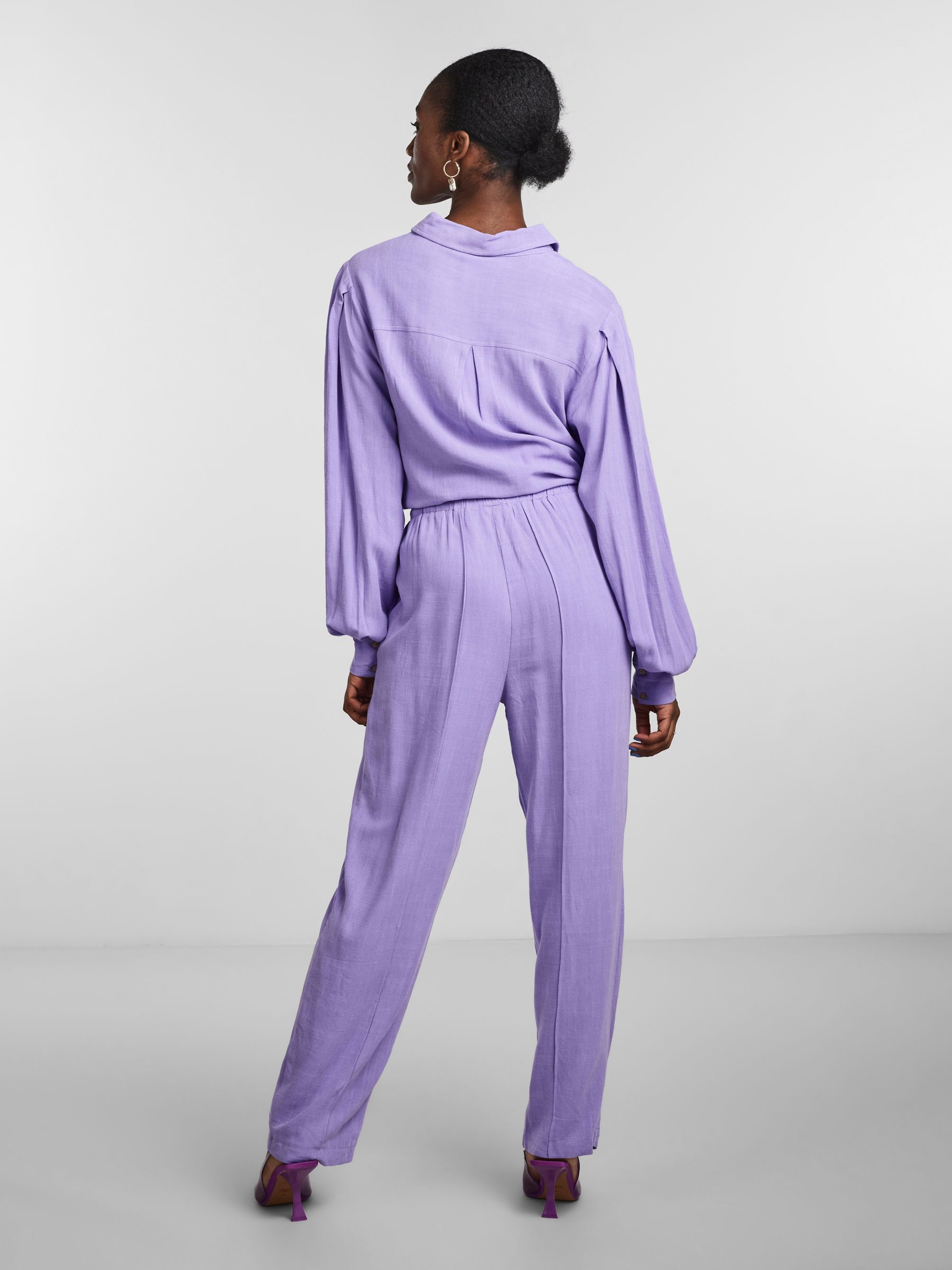 Purple cropped trousers discount