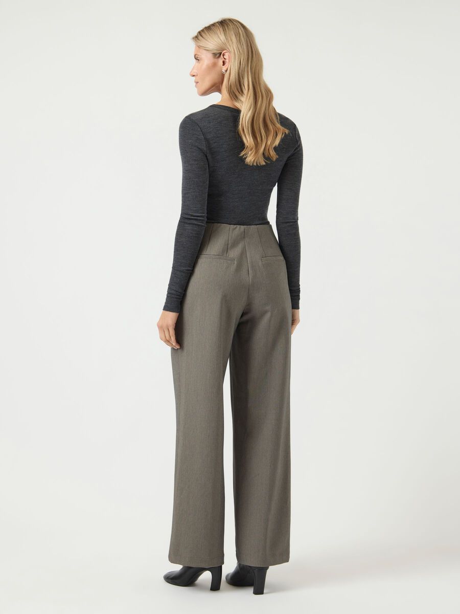Carousel image - YASREEMAJ HIGH WAISTED TROUSERS, Grey Melange | 2