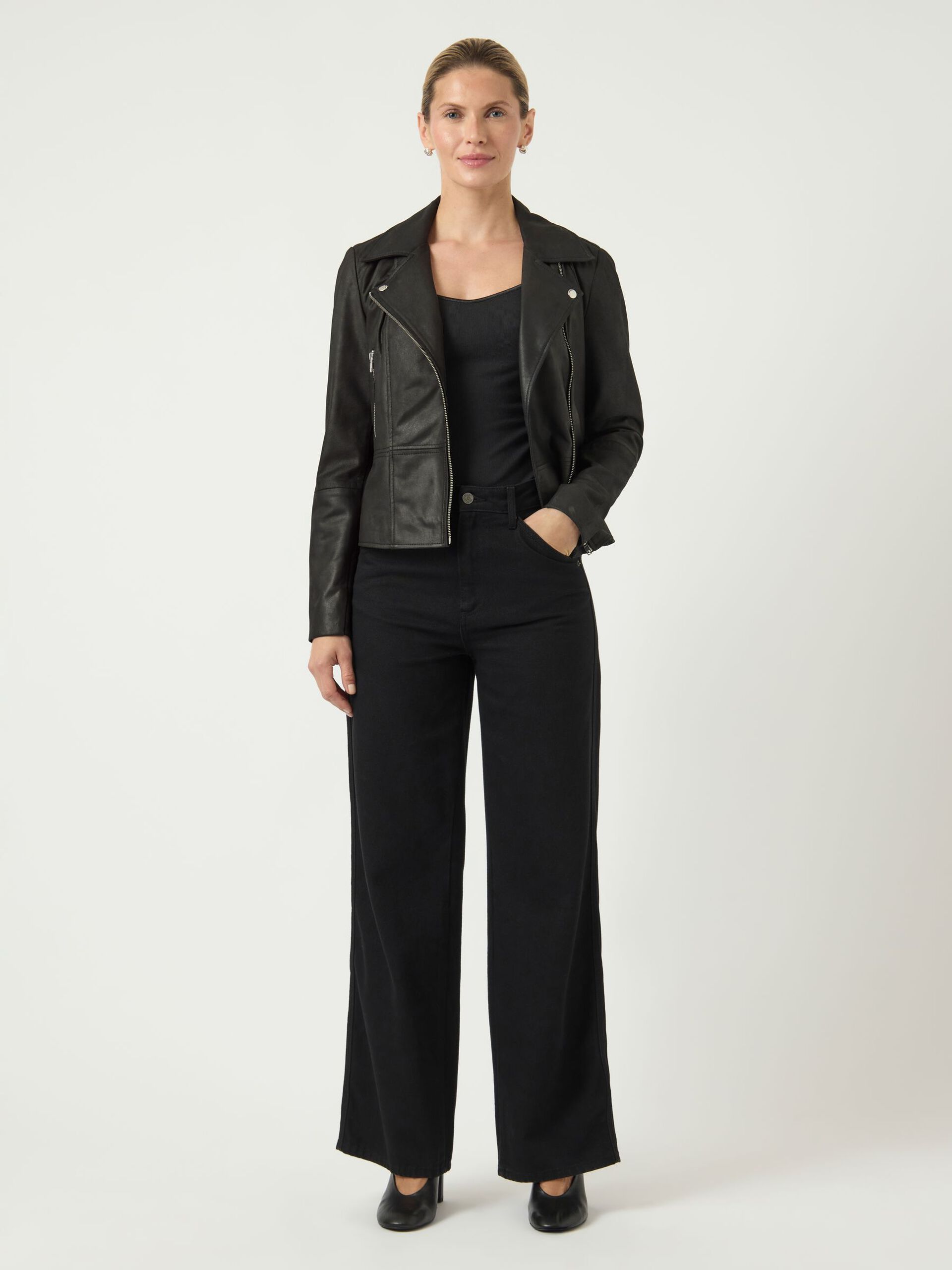 Carousel image - YASSOPHIE LEATHER BIKER JACKET, Black | 5