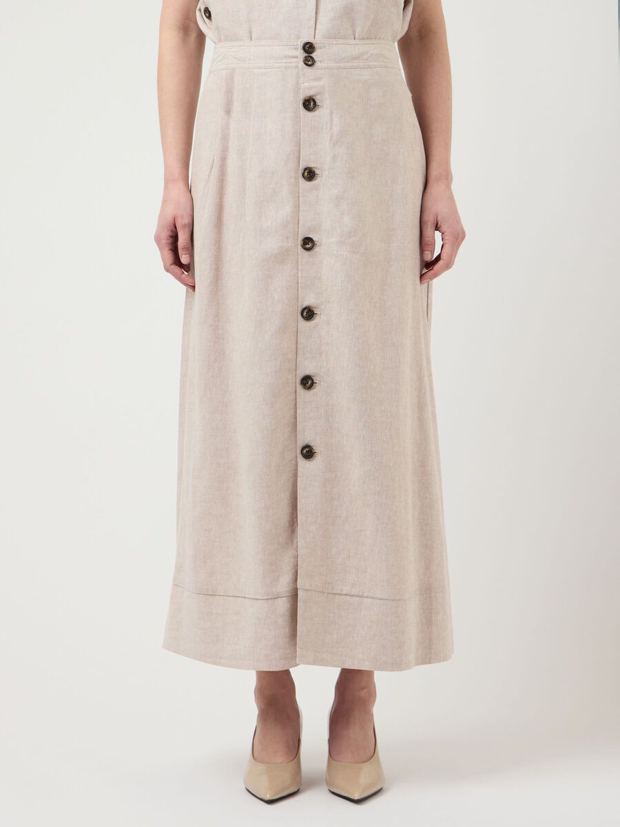 Product tile image - YASUSUMA HW LINEN BLEND MAXI SKIRT, White Pepper | 26040381_WhitePepper
