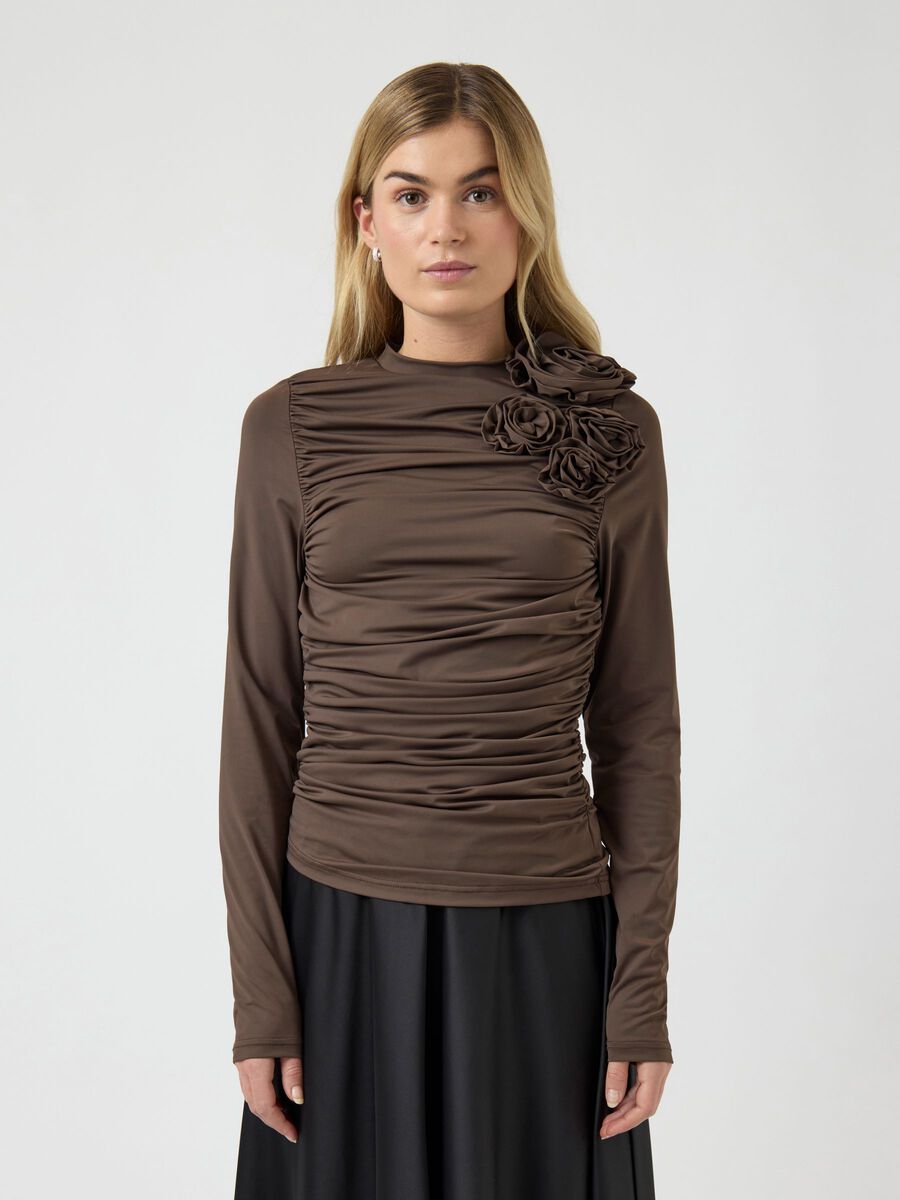Product carousel image - YASDONA LONG SLEEVED TOP, Chocolate Brown | 1