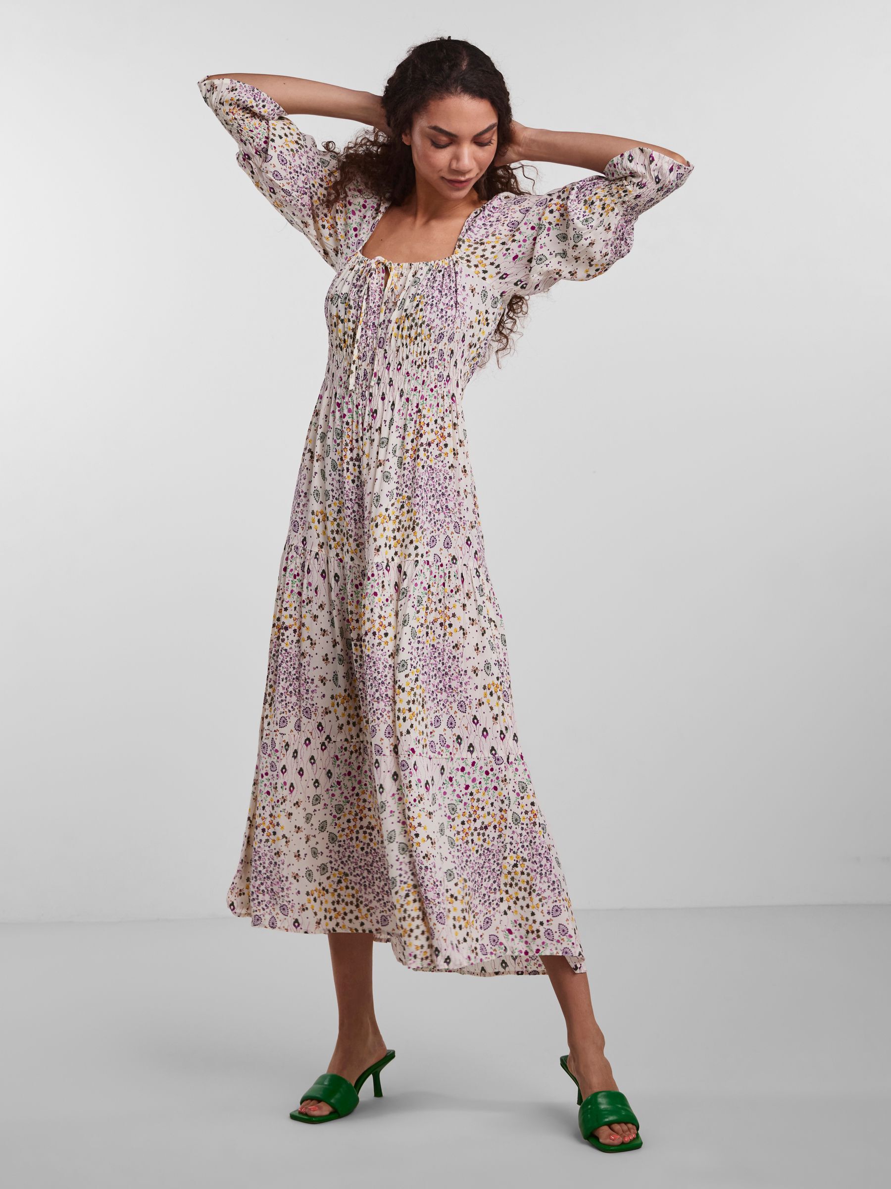 Yas floral midi dress hot sale