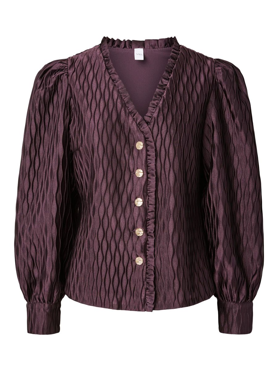 Product tile image YASRIPPLE LS V-NECK  SHIRT, Plum Perfect 26042031_PlumPerfect