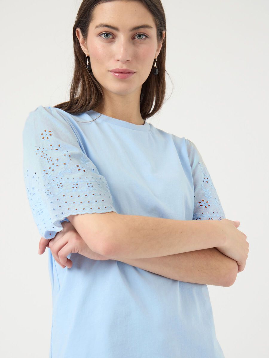 Carousel image - YASLEX BRODERIE ANGLAISE T-SHIRT, Clear Sky | 3