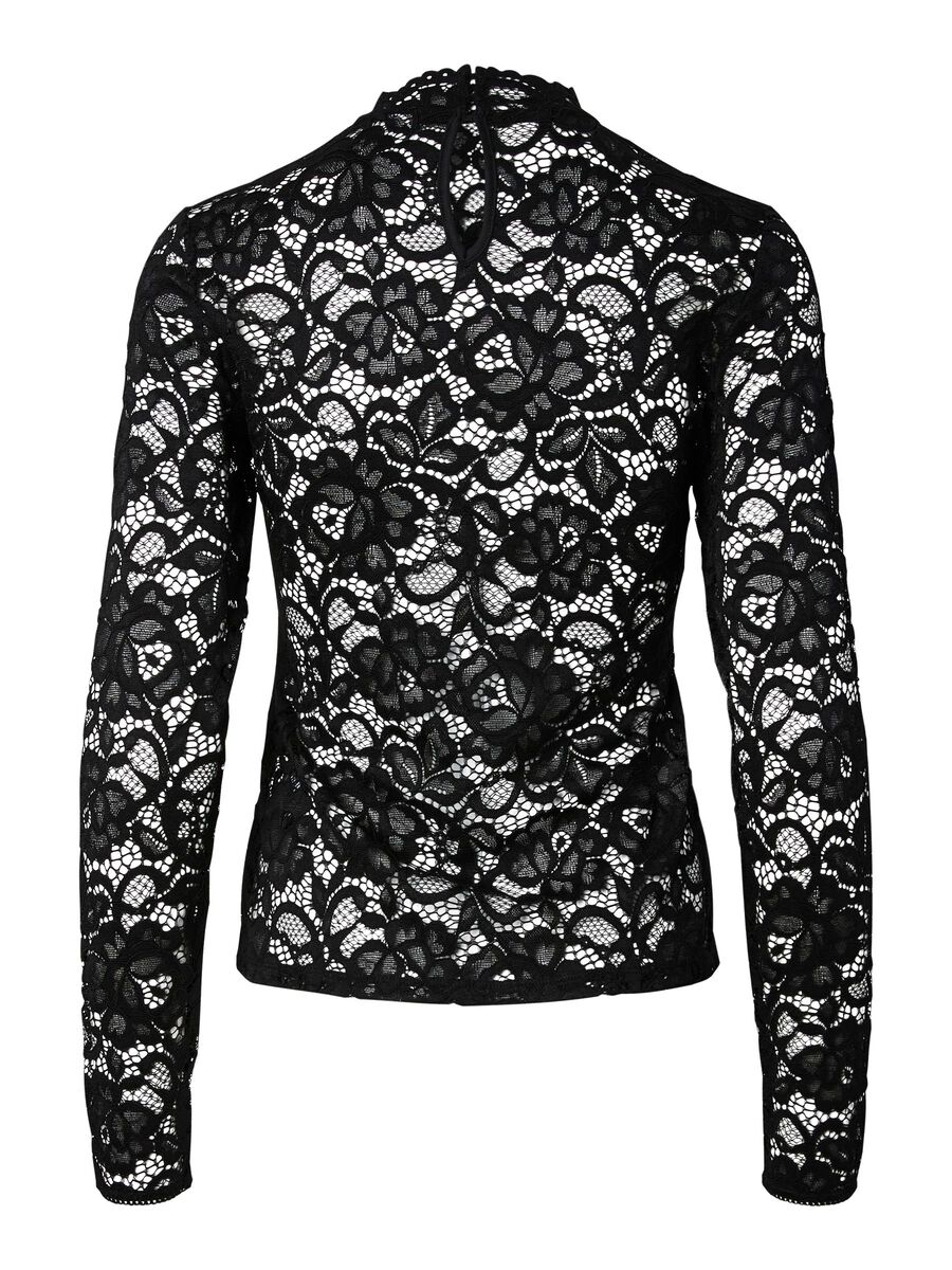 Carousel image - YASLACEY LACE LONG SLEEVED TOP, Black | 6