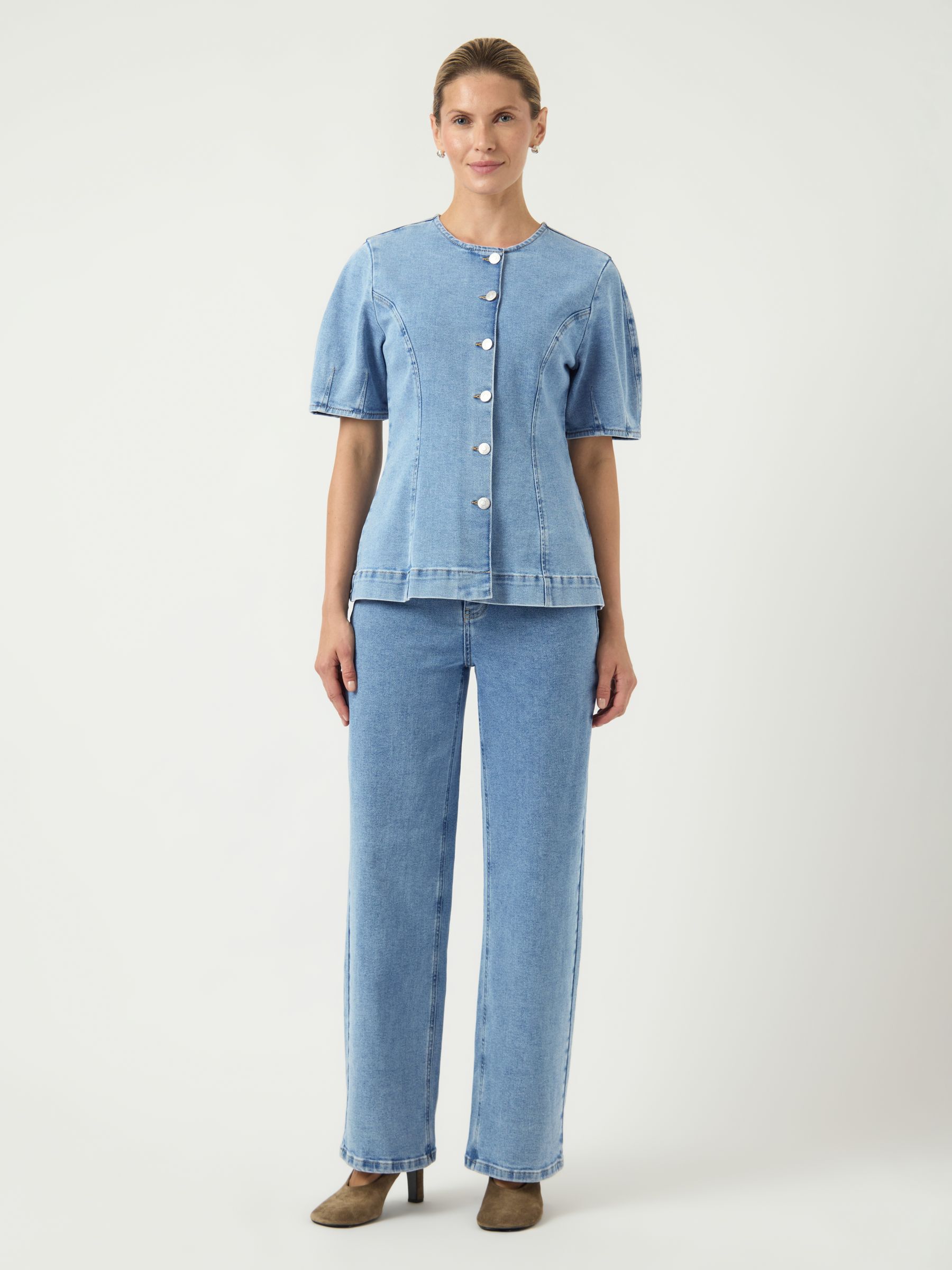 あおい YASROSIE DENIM TOP | Blue | YAS® Poland