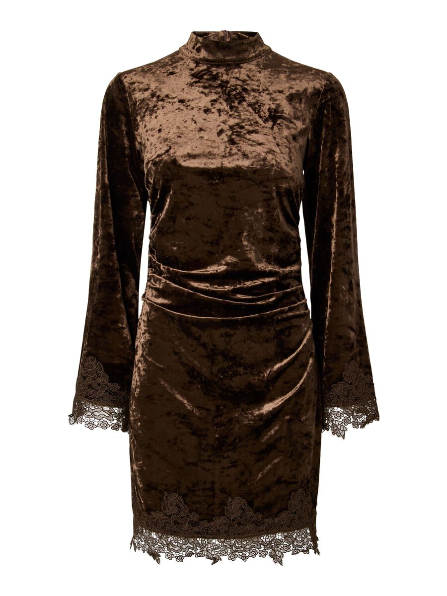 Carousel image 5 YASVELLIA LS SHORT LACE  DRESS, Coffee Bean