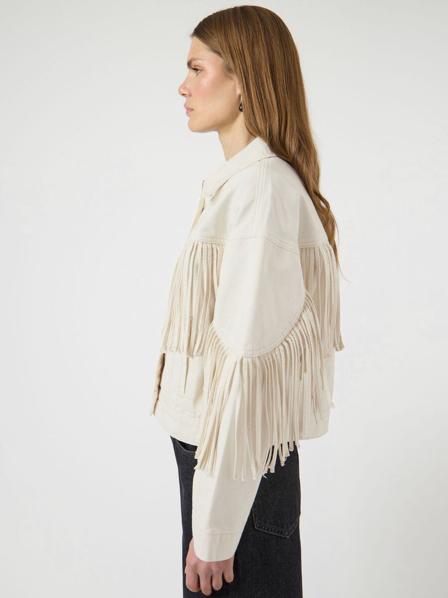 Carousel image - YASAIKO DENIM FRINGE  JACKET, Ecru | 3