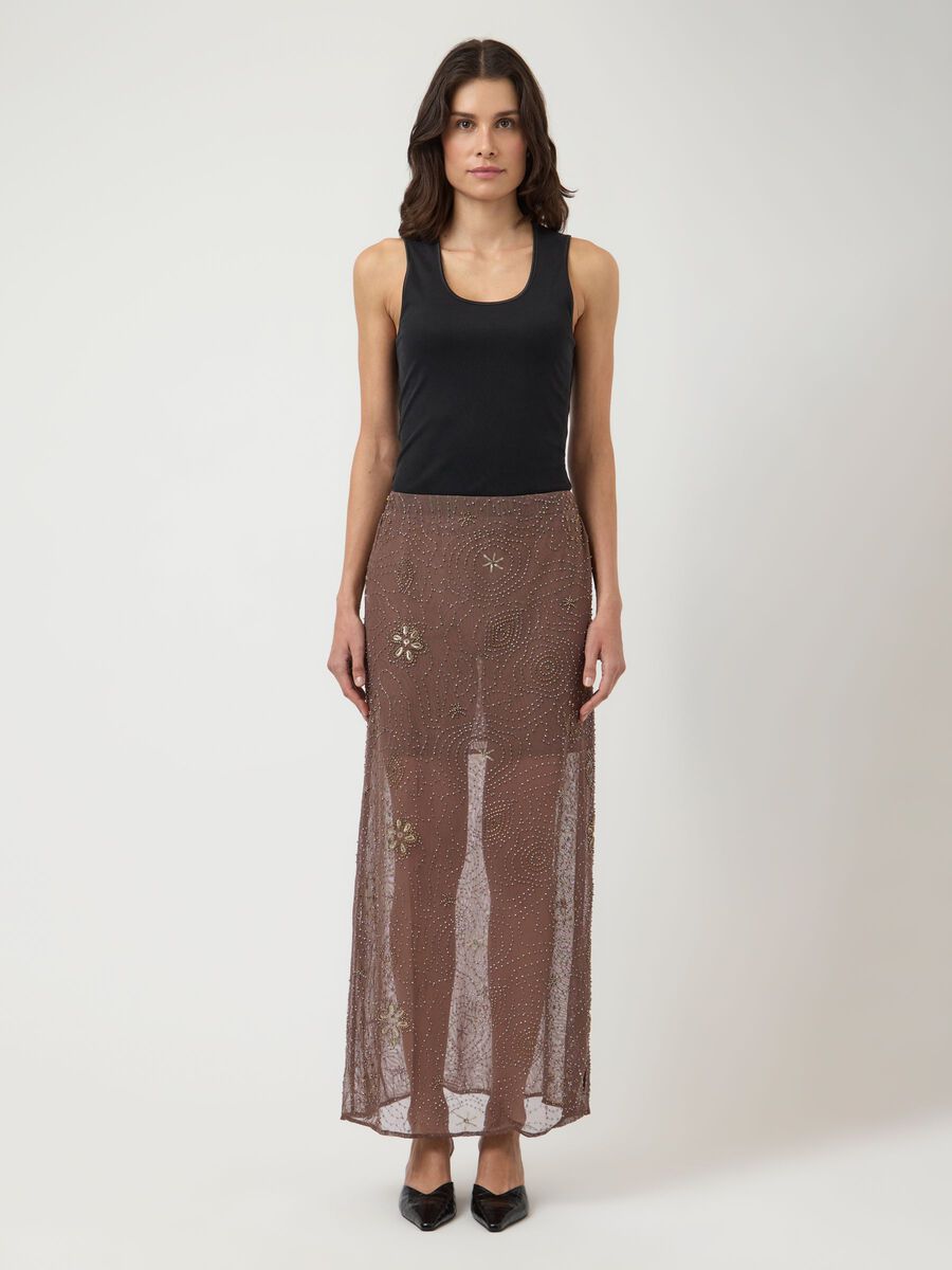 Carousel image - YASNURA MESH HW MAXI ROK, Peyote | 4
