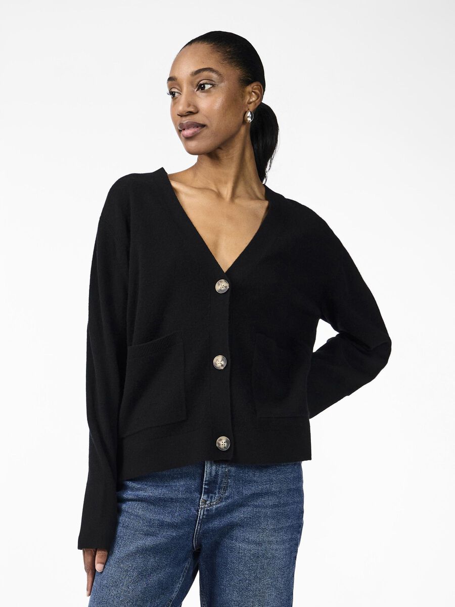 YAS YASEMILIE WOOL KNITTED CARDIGAN, Black, highres - 26035448_Black_003.jpg