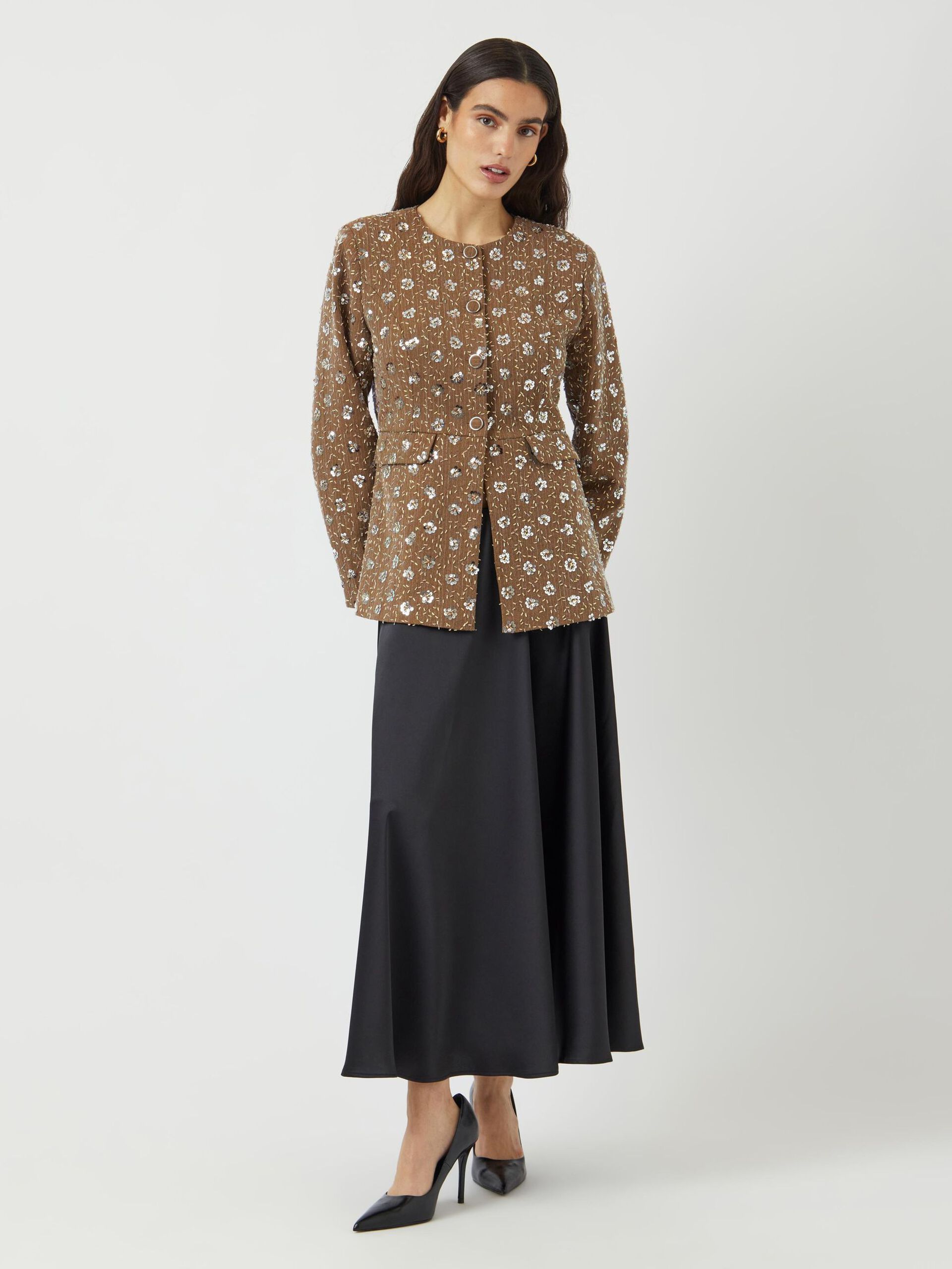 Carousel image - YASSOLLER SEQUIN BLAZER, Taupe Gray | 4