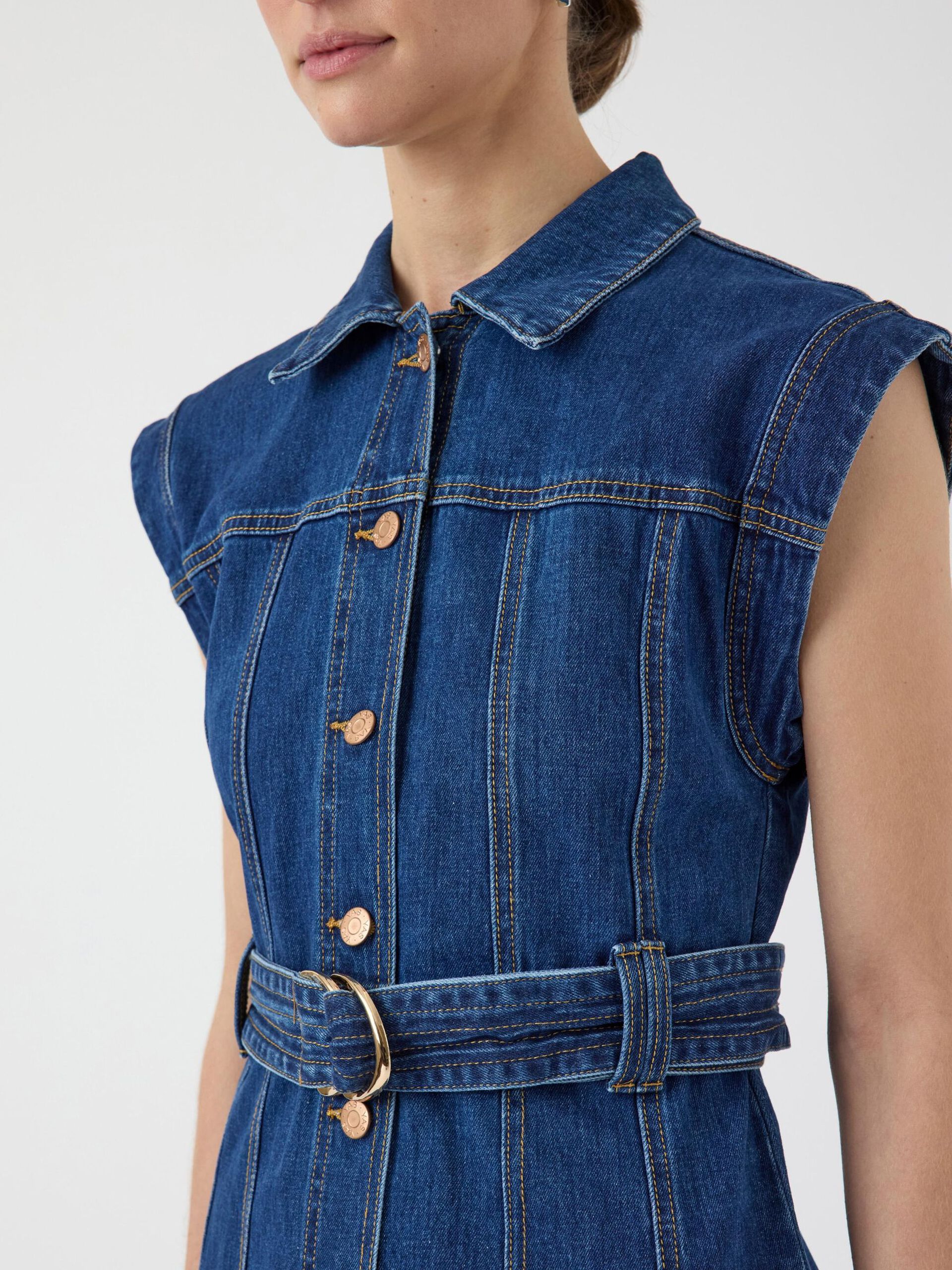 Carousel image - YASNEMA SHORT DRESS, Medium Blue Denim | 3