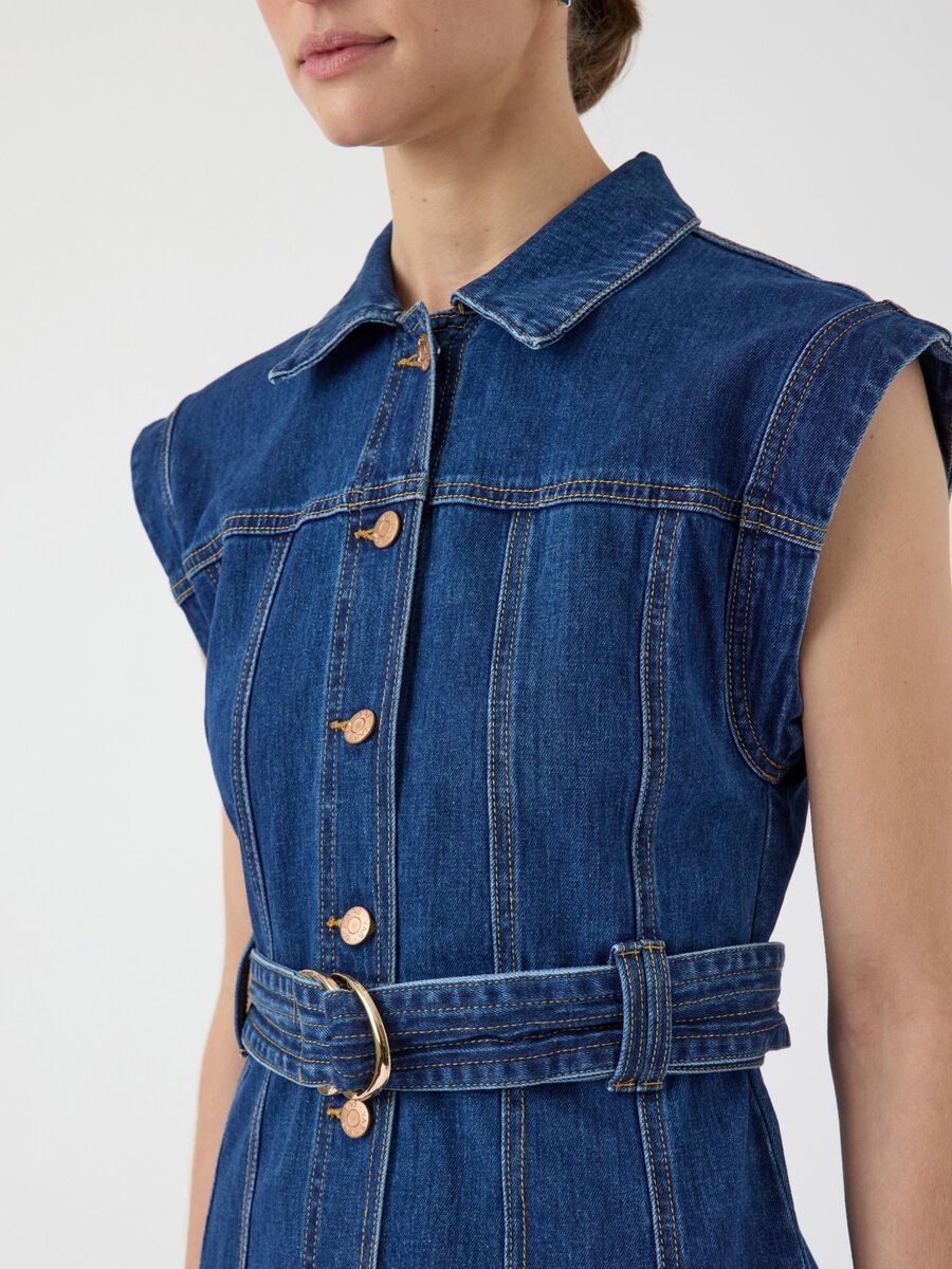 Carousel image - YASNEMA KORTE JURK, Medium Blue Denim | 3