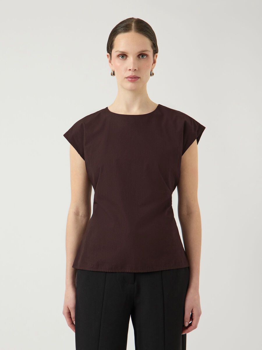 Product carousel image - YASGENEVIEVE  CAP SLEEVE TOP, Coffee Bean | 1