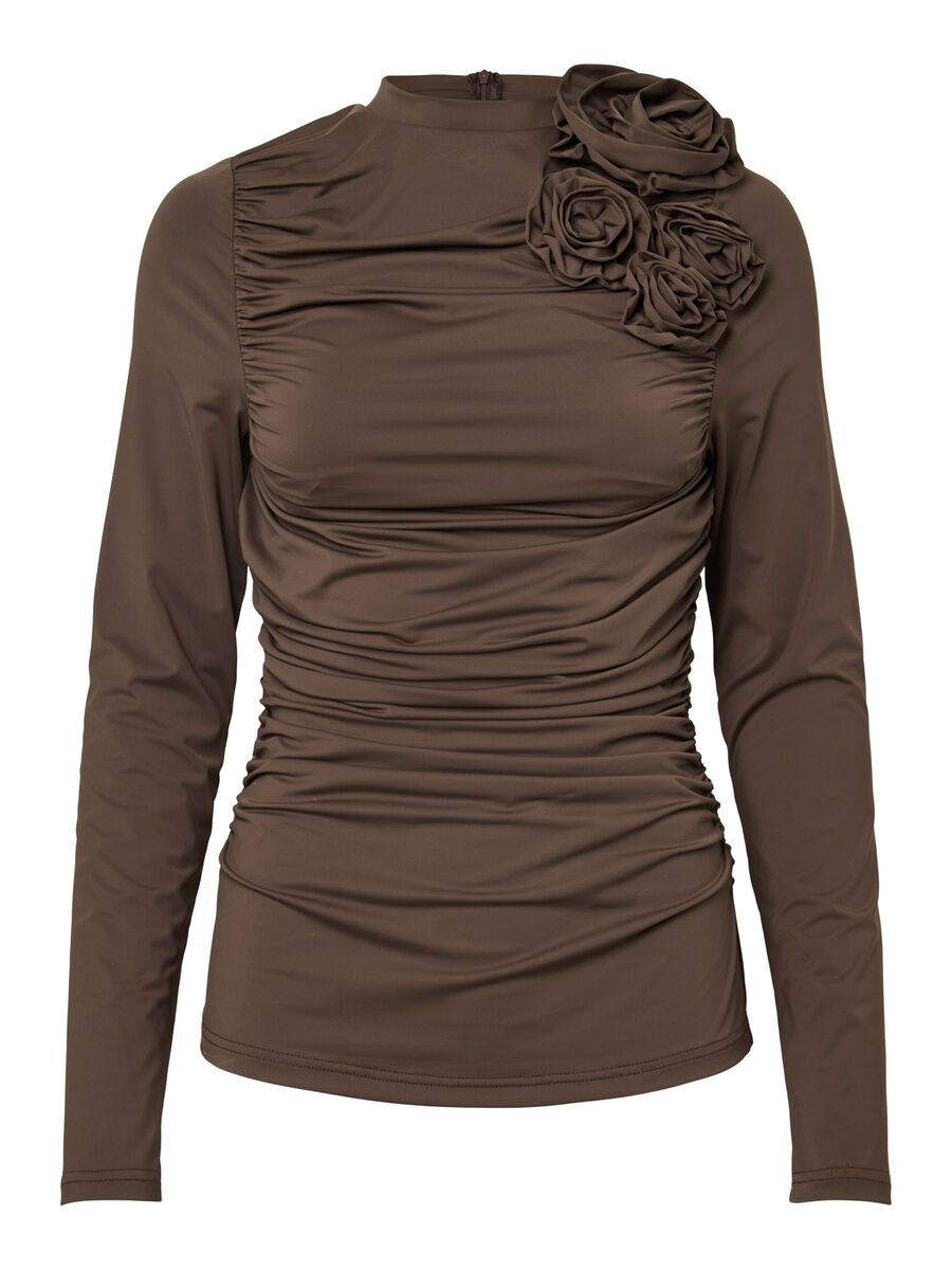 Product carousel image - YASDONA LONG SLEEVED TOP, Chocolate Brown | 2