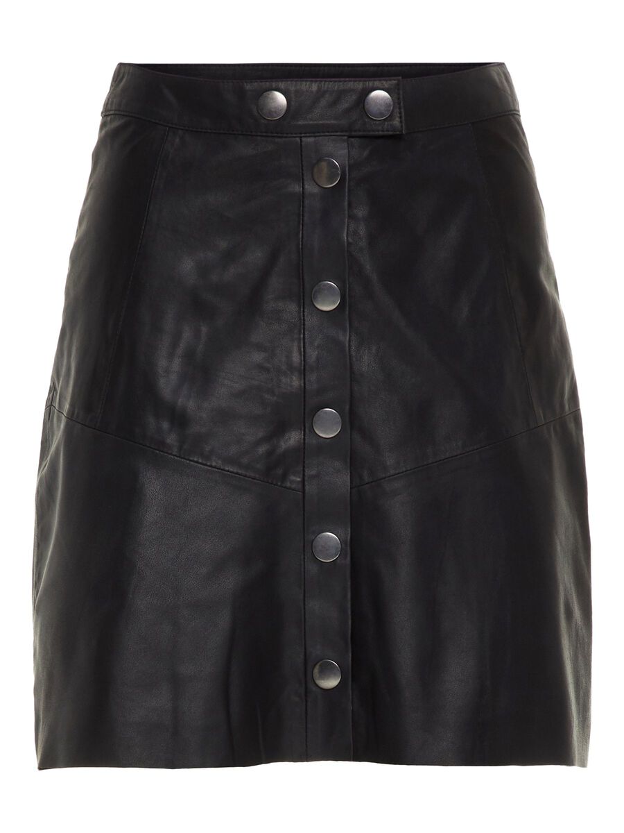 Y.A.S BUTTON DETAILED LEATHER SKIRT, Black, highres - 26011894_Black_001.jpg