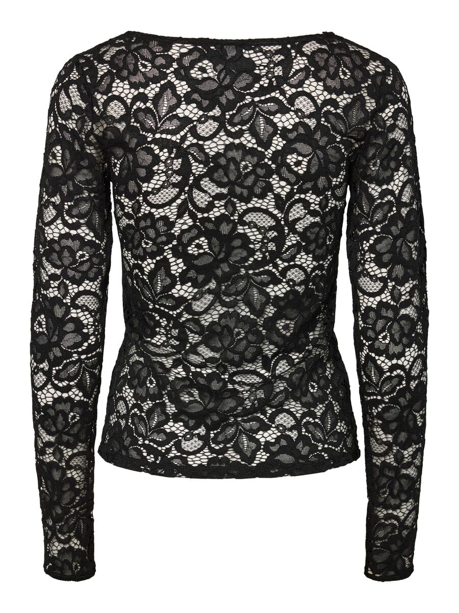 Carousel image - YASLACEY KANT TOP MET LANGE MOUWEN, Black | 6