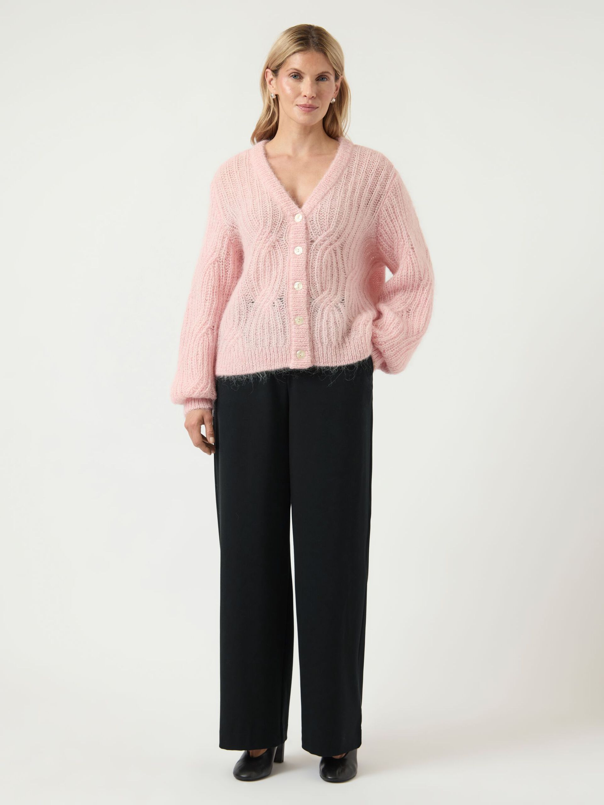 Carousel image - YASZUMA - LAINE MÉLANGÉE CARDIGAN EN MAILLE, Orchid Pink | 4