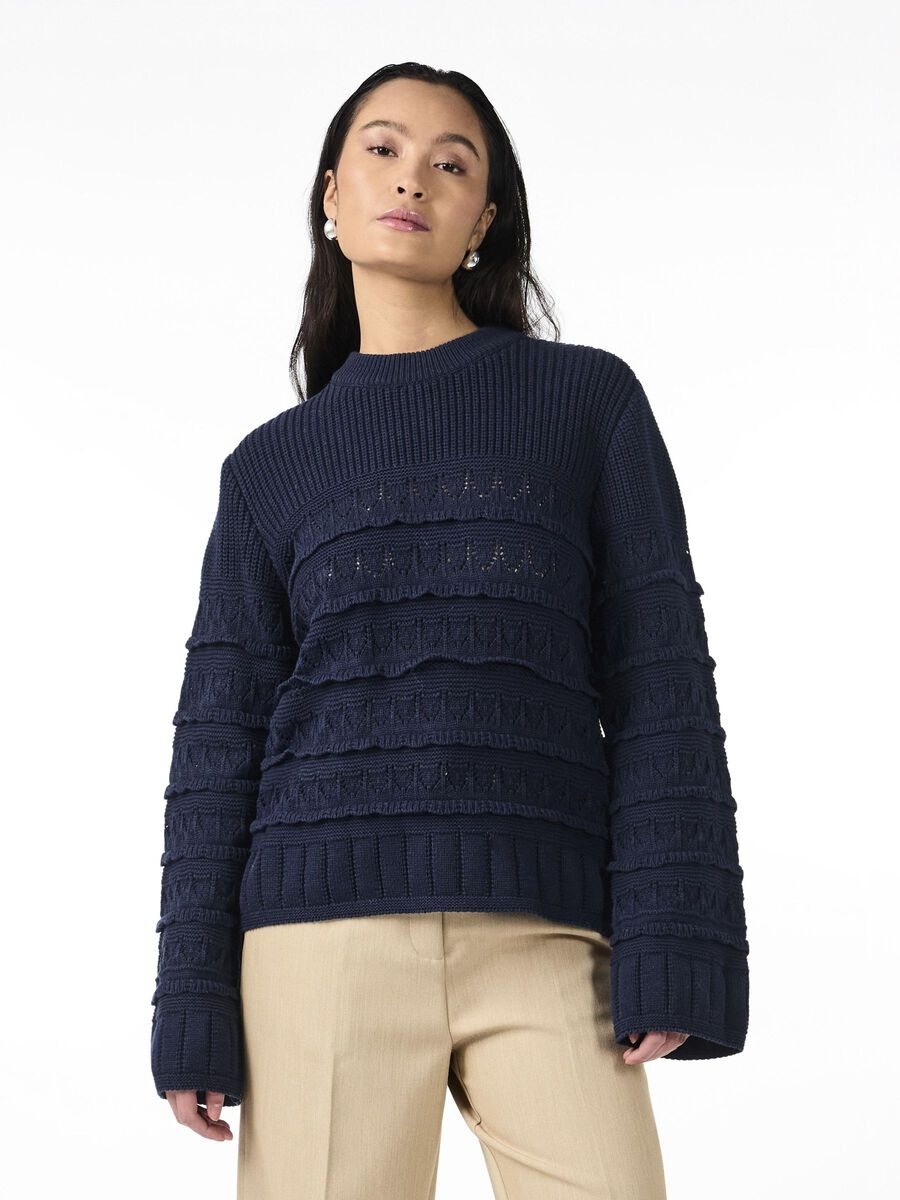 YAS YASTIMU STRIKTRØJE, Navy Blazer, highres - 26035050_NavyBlazer_003.jpg