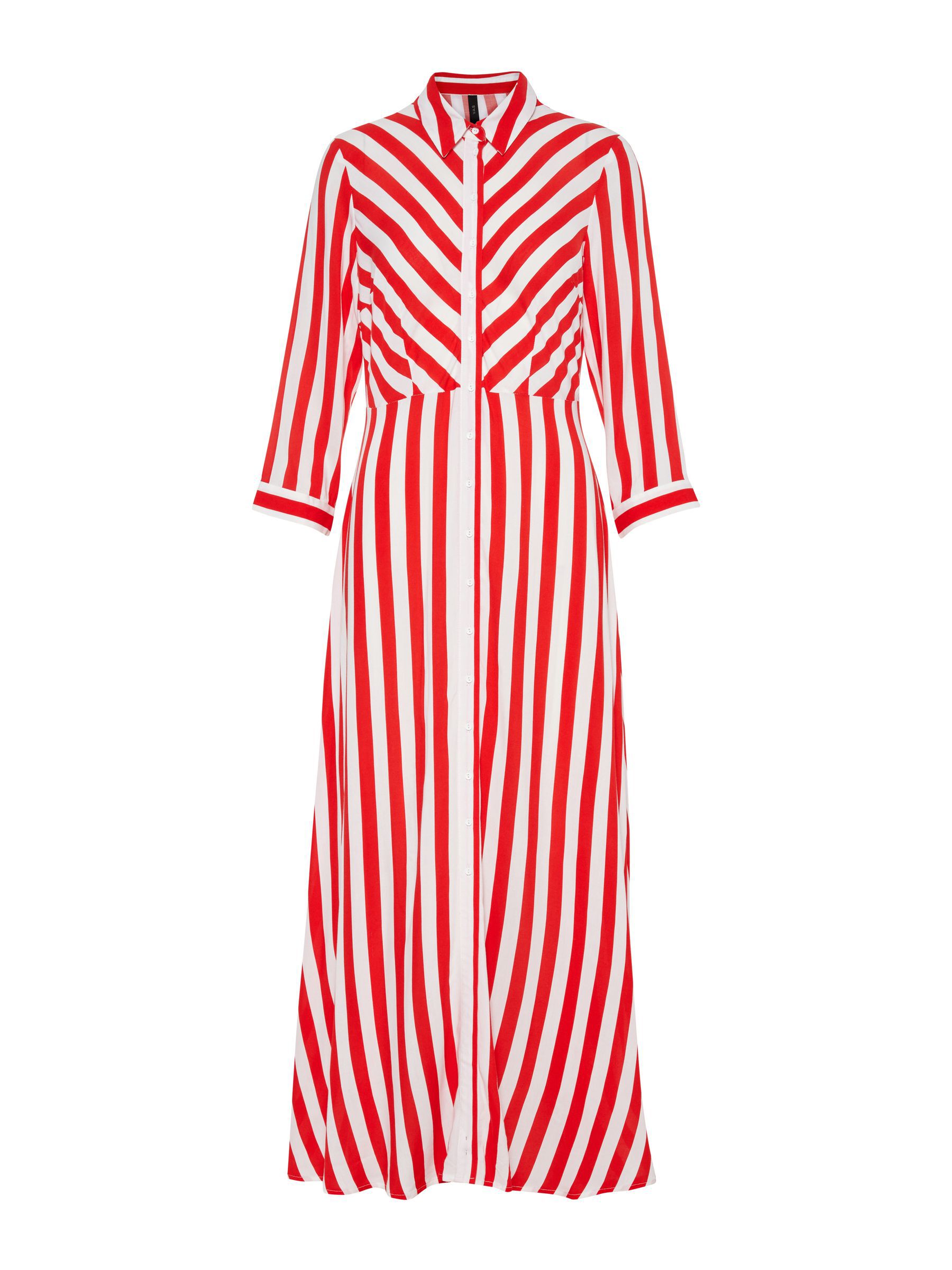 Red striped maxi dress sales