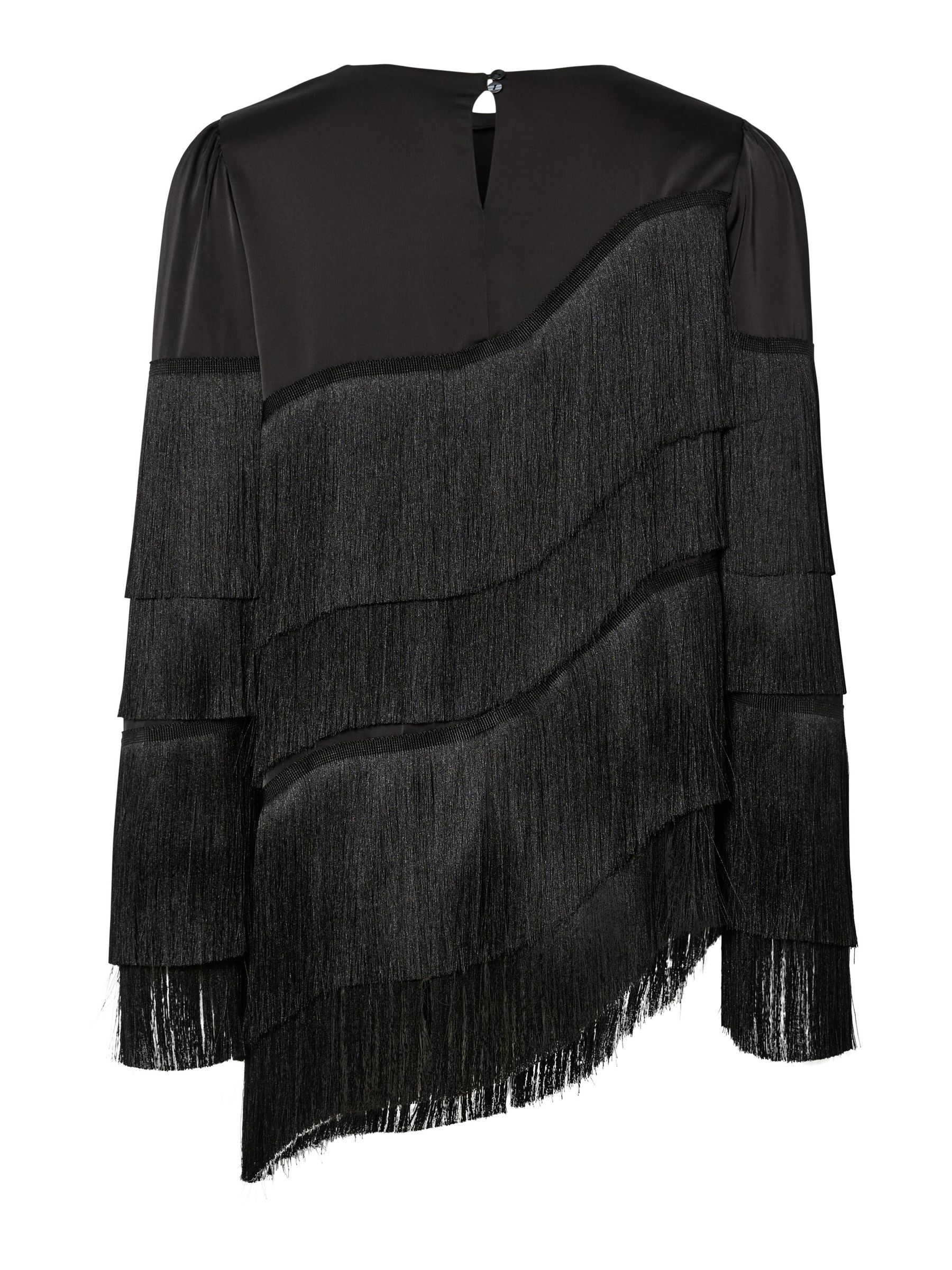 YASPELLA FRINGE LONG SLEEVED TOP | Black | YAS® UK