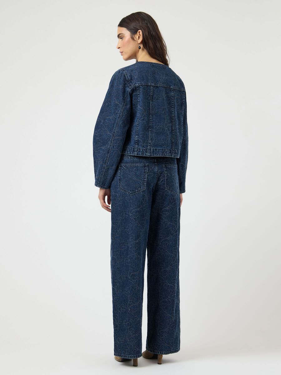 Product carousel image - YASALIA MW EMBROIDERY WIDE LEG JEANS, Dark Blue Denim | 2