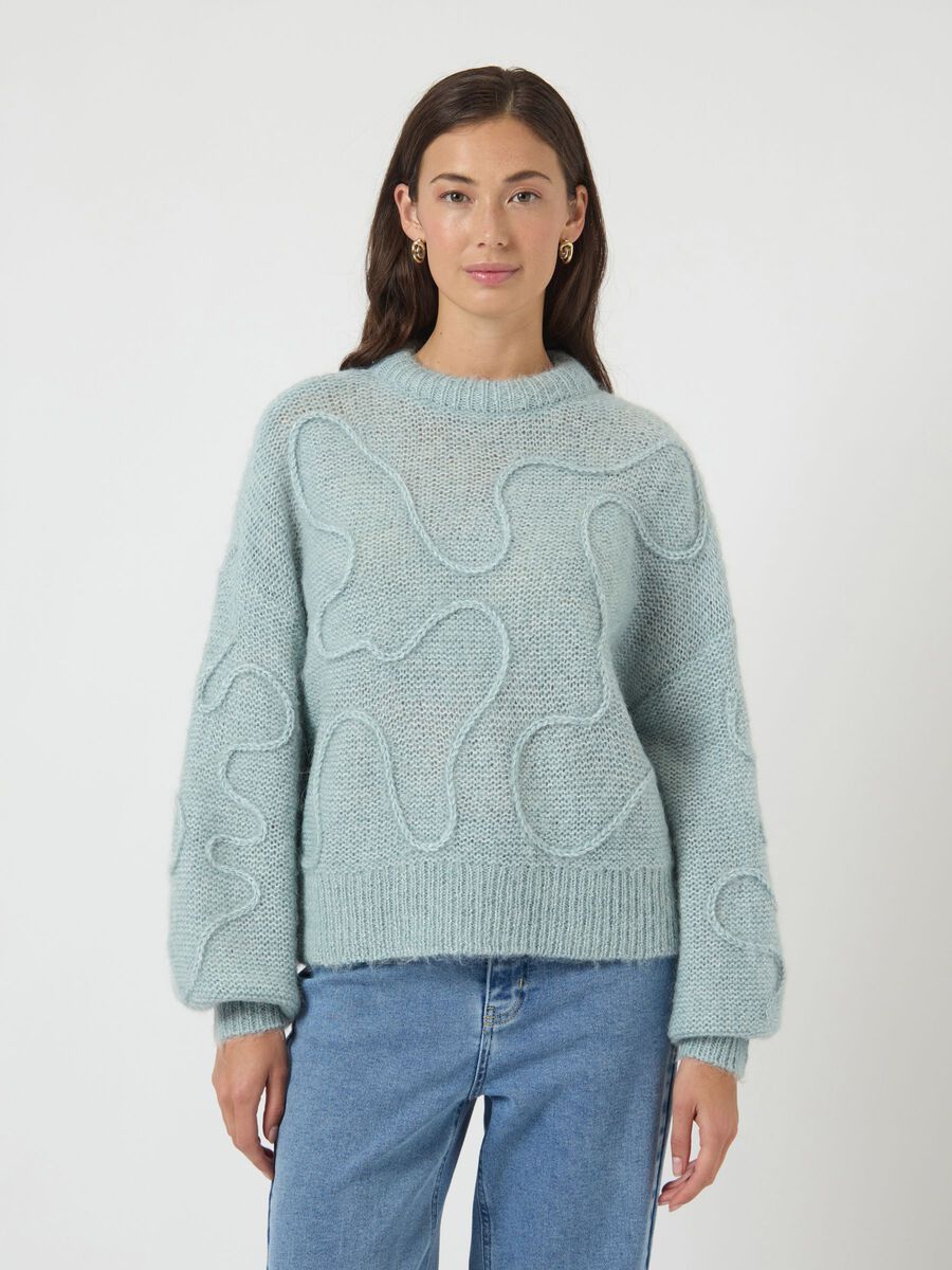 Product carousel image - YASBRIDA WOOL BLEND KNITTED PULLOVER, Silver Blue | 1