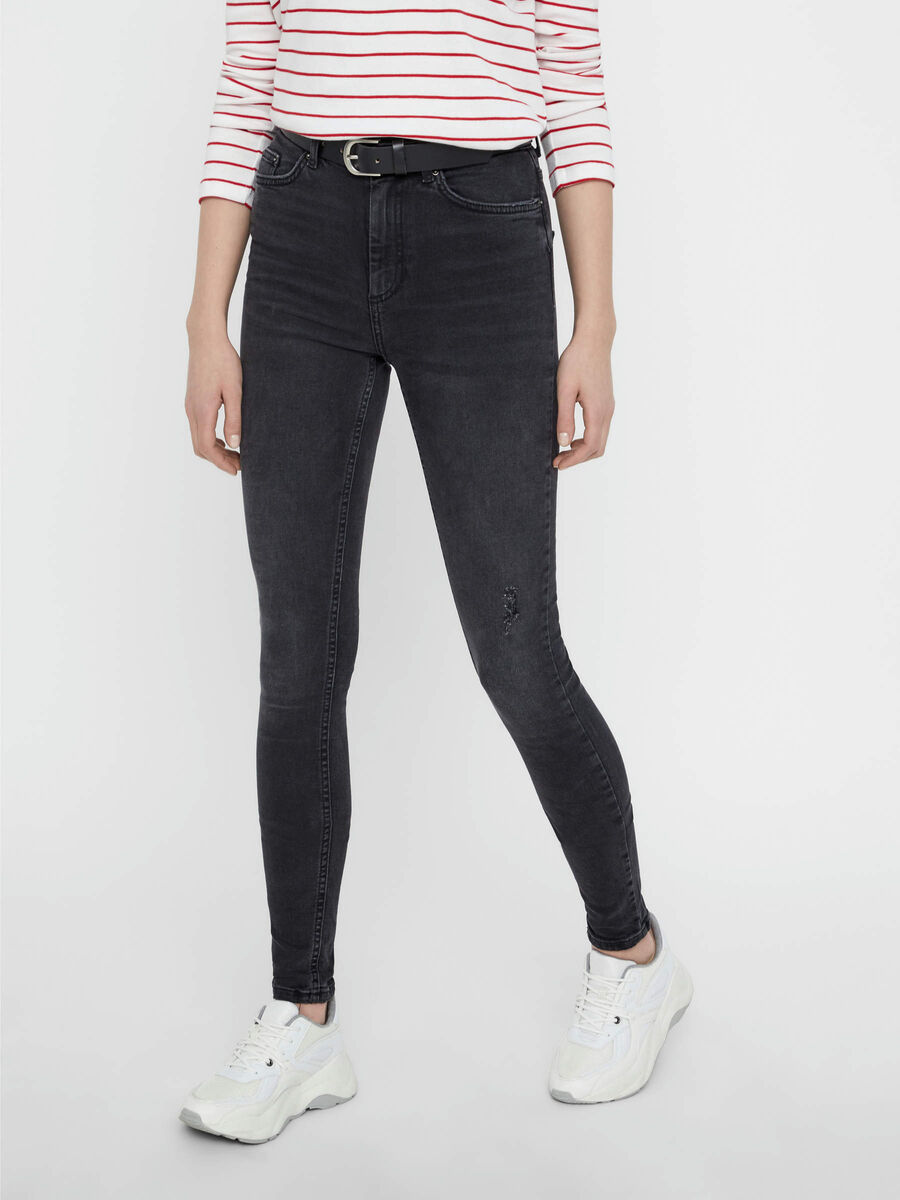 Pieces PCDELLY HIGH WAIST SKINNY FIT JEANS, Black, highres - 17087089_Black_003.jpg