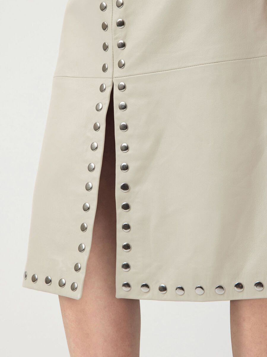 Carousel image - YASJUNIPER MW  LEATHER MIDI SKIRT, Fog | 3