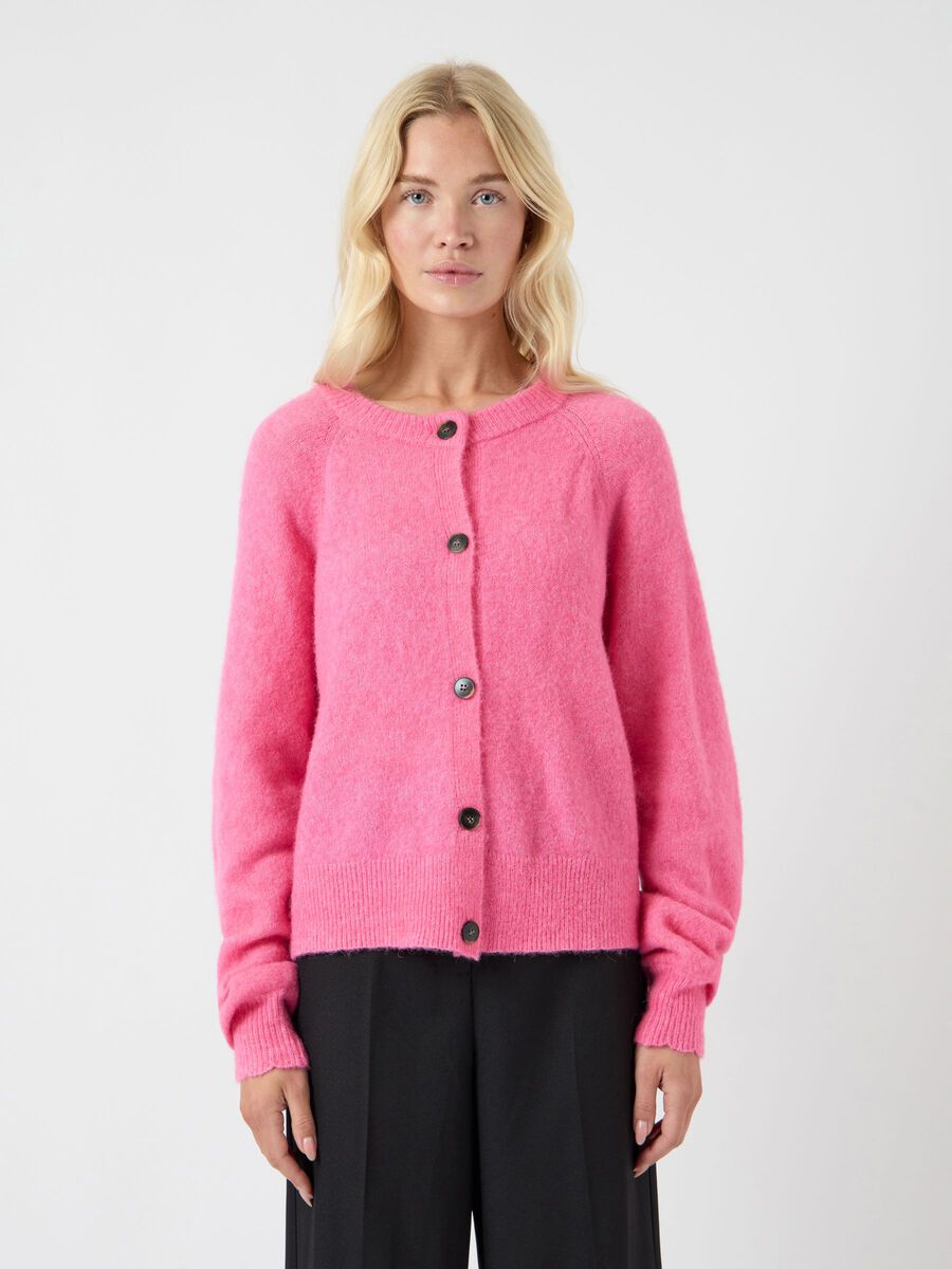Carousel image - YASJOHI WOOL KNITTED CARDIGAN, Begonia Pink | 1