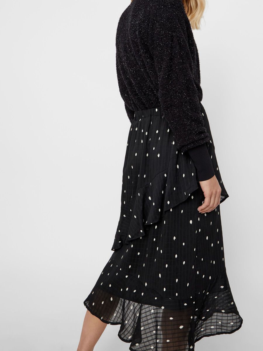 Carousel image - ELASTIC BACK FLOUNCE MIDI SKIRT, Black | 3