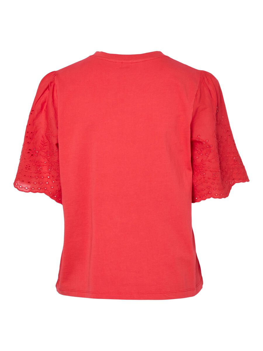 Carousel image - YASLEX BRODERIE ANGLAIS T-SHIRT, Fiery Red | 6