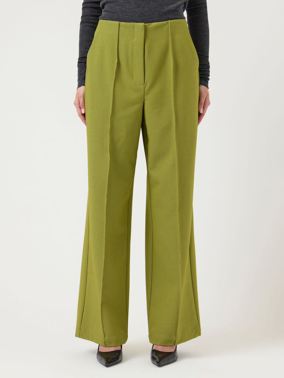 Beige Y.A.S. Wijde broek YASREEMAJ HW PANT NOOS