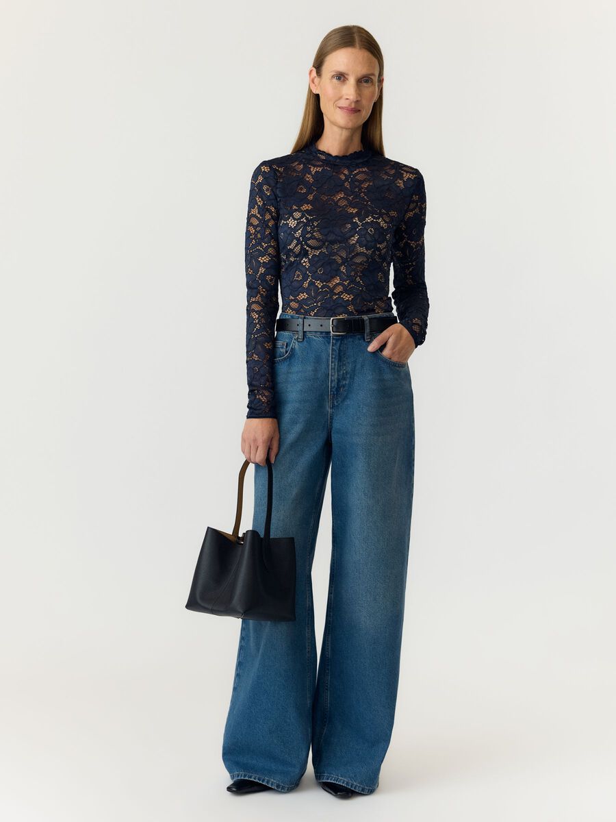 Yaslacey lace long sleeved top, colour: navy blazer, blue, detail