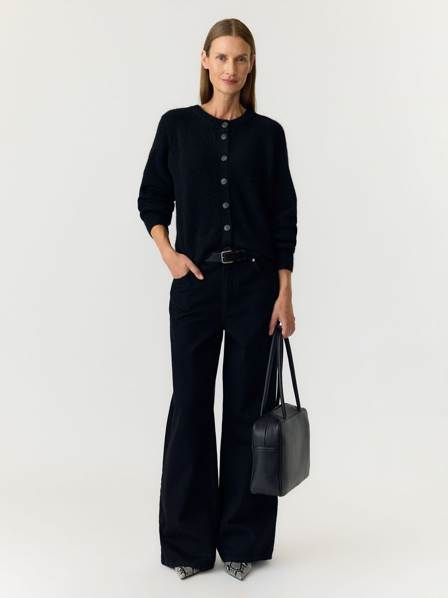 Yasjohi wool blend knitted cardigan, colour: black, black, detail