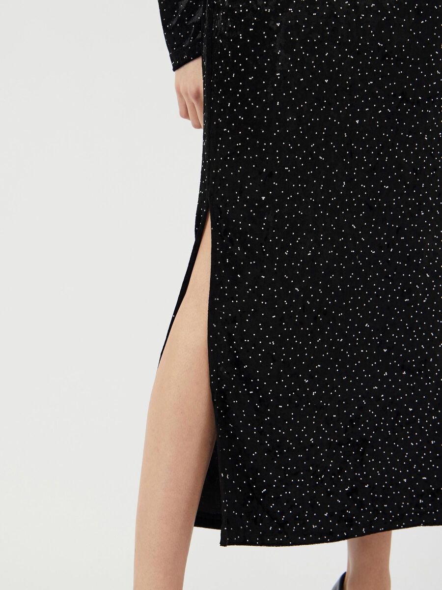 Carousel image - YASTILLIA VELVET MIDI DRESS, Black | 5