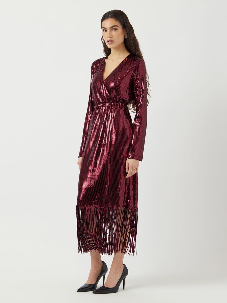 Product carousel image - YASTIO SEQUIN MIDI DRESS, Port Royale | 1