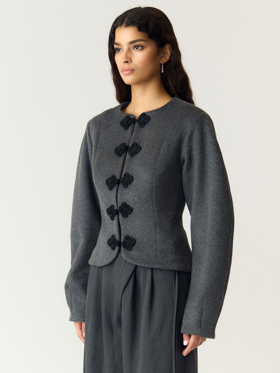 Product tile image YASNAPO LS WOOL  JACKET, Dark Grey Melange 26042692_DarkGreyMelange