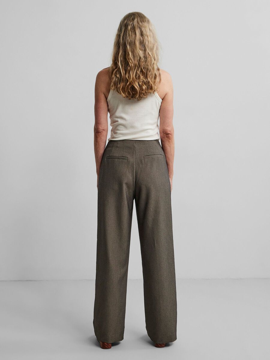 YAS SPODNIE Z WYSOKIM STANEM, Grey Melange, highres - 26028141_GreyMelange_004.jpg