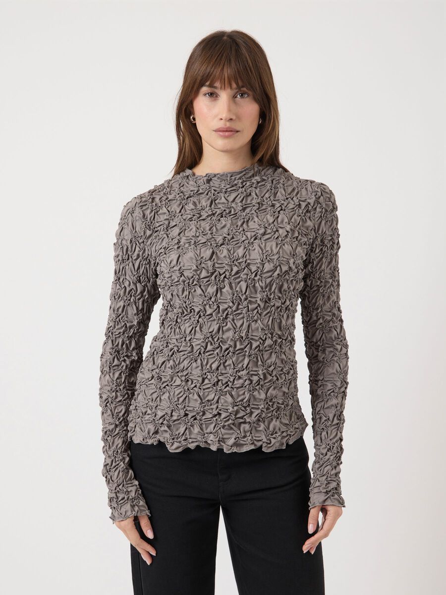 Carousel image - YASMERA LONG SLEEVED TOP, Taupe Gray | 1