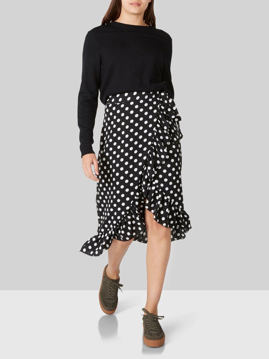 Y.A.S POLKA DOTTED WRAP MIDI SKIRT, Black, highres - 26011505_Black_627134_003.jpg