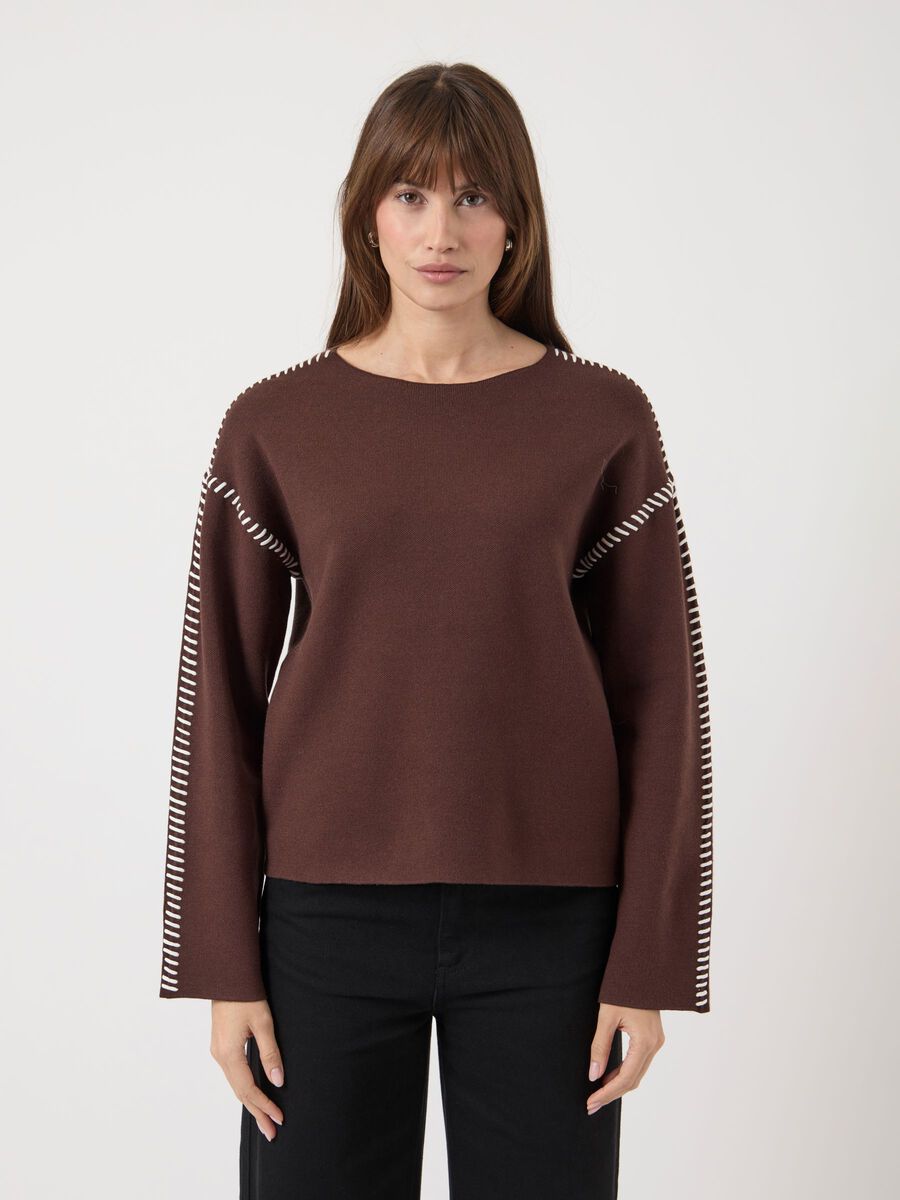 Product carousel image - YASSTITCHA  KNITTED PULLOVER, Chicory Coffee | 1