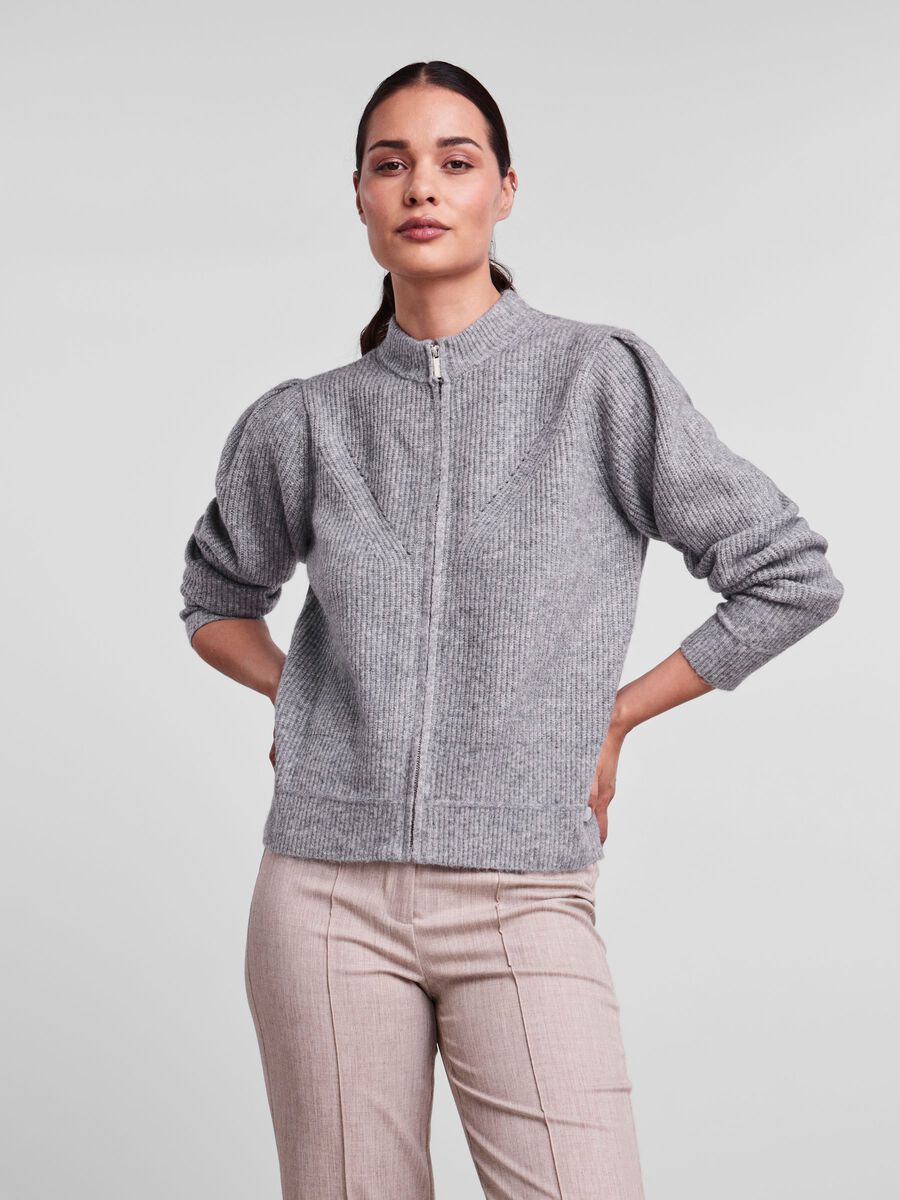 YAS YASWAS KNITTED CARDIGAN, Medium Grey Melange, highres - 26028129_MediumGreyMelange_003.jpg