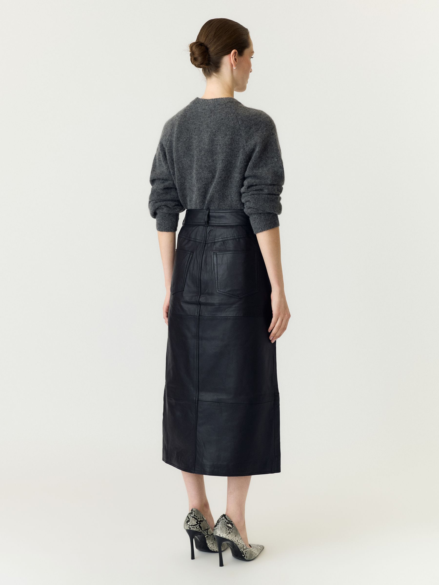 YASMINA LEATHER MIDI SKIRT | Black | YAS® Germany
