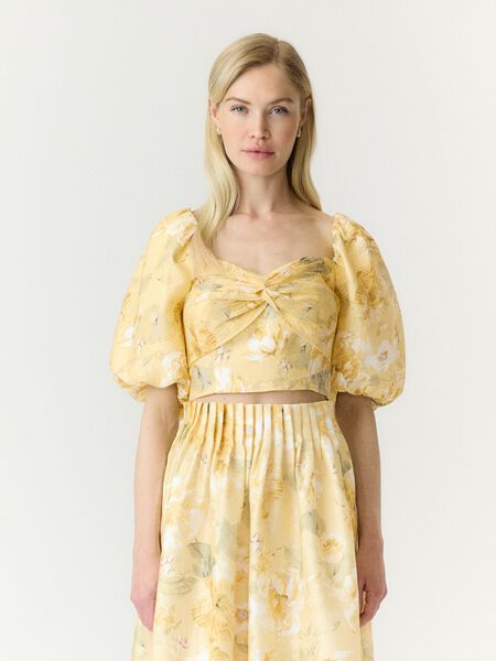 YAS YASLEMON SHORT BALLOON SLEEVED TOP, Pale Banana, highres - 26040806_PaleBanana_1277221_003.jpg