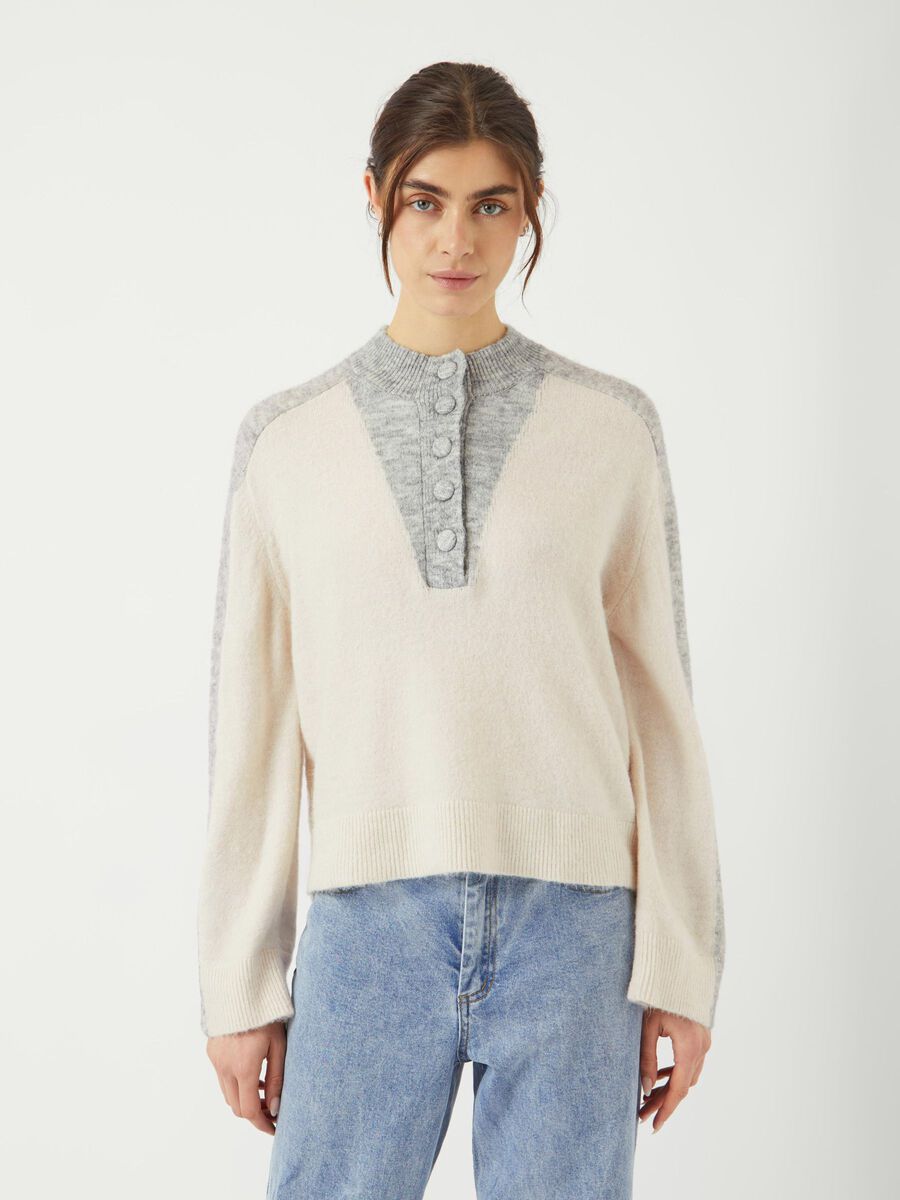 Product carousel image - YASVIVIO KNITTED PULLOVER, Light Grey Melange | 1